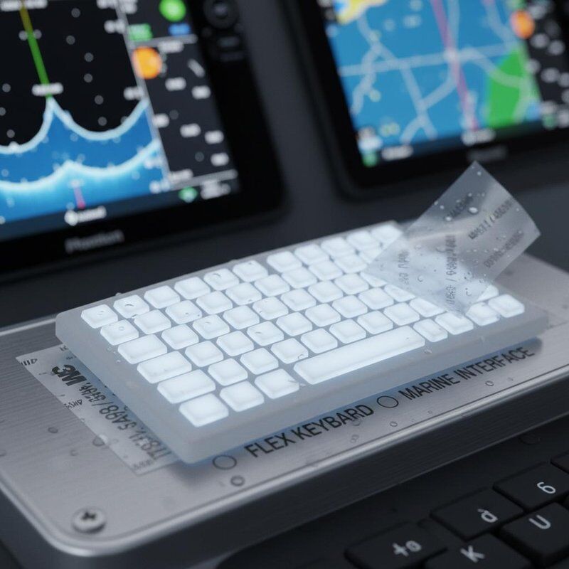 Back Adhesive 3M467 468 Flex Keyboard Interface Featuring White Led Color Ideal for Marine Electronics and Navigation Systems